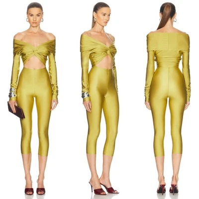 The Andamane | NWT Kendall Off Shoulder Capri Jumpsuit in Kiwi Lycra Catsuit M - Photo 1/4