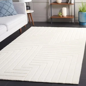 Ebony Collection Area Rug - 6' x 9', Ivory, Handmade Wool, Ideal for Living R... - Picture 1 of 2
