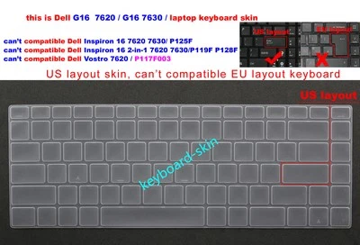US Keyboard Cover Skin For Dell G16 7620 P105F011 P105F012 G16 7630 P122F laptop - Image 1 of 4