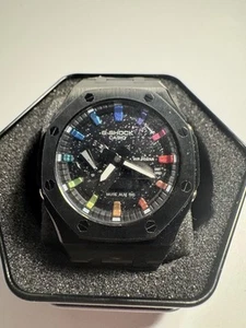 Casioak Custom G-Shock GA2100 Negro Cara Multicolor con Correa de Acero Inoxidable - Imagen 1 de 2