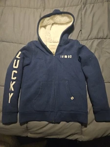 The Original Lucky Brand Lined Hoodie Full Zip Blue Size M 10/12 - Picture 1 of 6