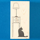 Black Cat with Side Table and Lamp Rubber Stamp by Memory Box