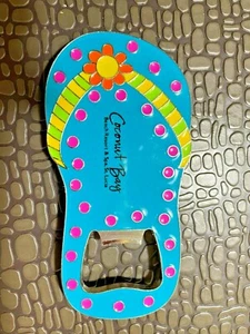 Magnet Coconut Bay Bottle Opener Metal, Sandal Shaped - Picture 1 of 2