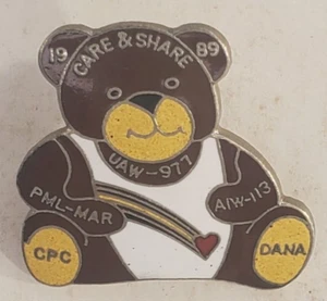 Prendedor de solapa UAW Local 977 AIW 113 1989 cuidado y compartir PML MAR CPC DANA - Imagen 1 de 4