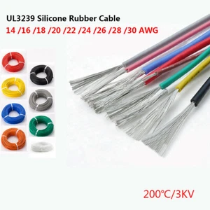 HIGH TEMP Flexible Silicone Cable 14AWG - 30AWG Electrical Wire 200℃ 3KV UL3239 - Picture 1 of 11