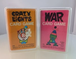 Vintage Whitman Children's Playing Cards WAR & Crazy Eights w/Cases - Picture 1 of 4