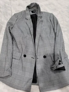 Forever 21 Women's Single Breasted Houndstooth Check Lined Blazer Size Medium - Picture 1 of 4