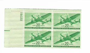 AIRMAIL 20 CENT MINT PLATE BLOCK ISSUED 1939 - Picture 1 of 1