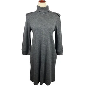 Burberry Sweater Dress Size 8 Gray Turtleneck Side Pockets Long Sleeve Poland - Picture 1 of 21