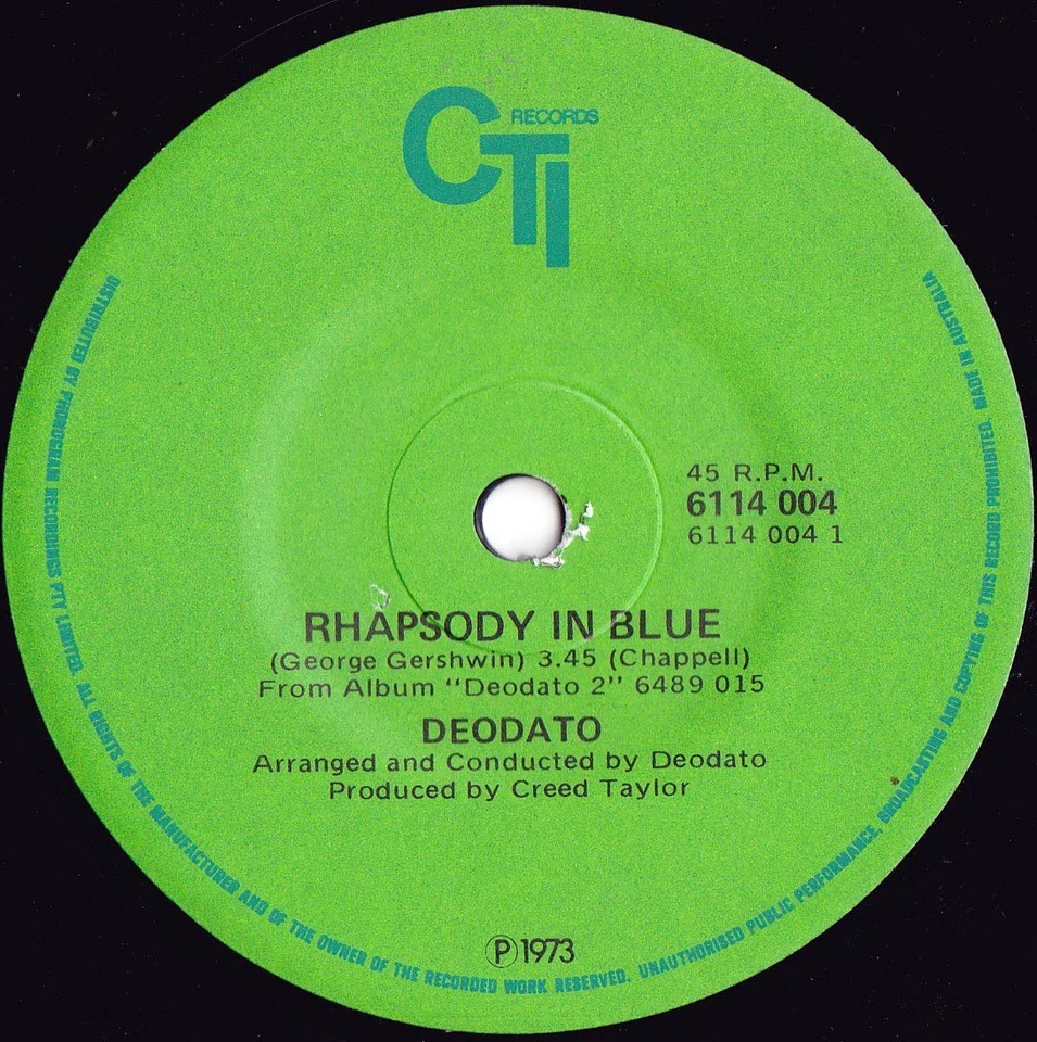 Deodato ORIG OZ 45 Rhapsody in blue NM ’73 CTI 6114004 Soul Funk - Image 1 of 1