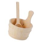 Sauna Bucket Barrel Set with Laddle with Sauna Liner Solid Wood for SPA Use