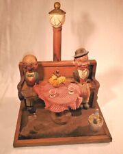 Vtg Anri Bar Scene Hand Carved Wood Music Box for Parts or Repair Italy Rescue!
