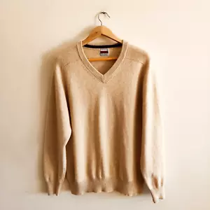 70% lambwool men's Pullover Size XL Washable Raglan El Corte Inglés Beige V-neck - Picture 1 of 6