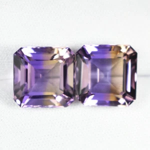 20.90Cts Best Luster Natural Brazil Ametrine Octagon Pair...!!!! - Picture 1 of 2