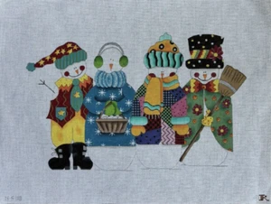Renaissance Designs LG "Snowmen" Handpainted Needlepoint Canvas 13mesh M-S-118 - Picture 1 of 3