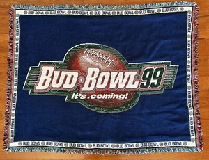 NFL Bud Bowl 1999 Tapestry Throw Lap Blanket 53"x41" Retro Budweiser Promo NICE - Picture 1 of 8