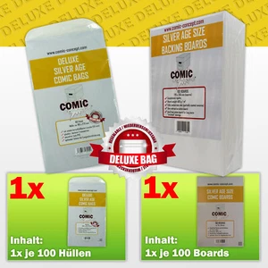 Comic Concept Sparpaket 100x Borse Deluxe Silver Age (+foglie) + Tavole Argento