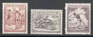 Czechoslovakia 1953 MNH Mi 823-825 Sc 611-613 Volleyball,Motorcyclist,Javelin ** - Picture 1 of 2