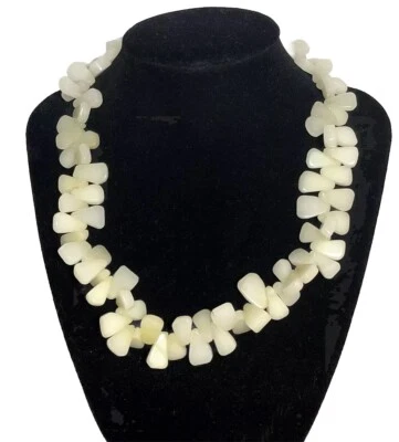 "Collar grueso de piedra natural crema 16"" playa verano vacaciones joyas" Foto 1 de 4