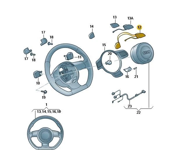Original Multifunktionstasten für Lenkrad Audi A3 A6 TT 8J0951527  5PR Neu - Bild 1 von 1