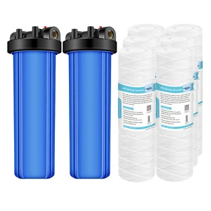 Paquete de 2 sistemas de carcasa de filtro de agua para toda la casa de 20 pulgadas 6P cadena filtración de heridas - Imagen 1 de 14