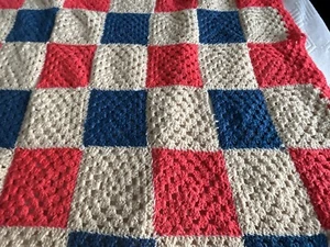 Vintage Handarbeit gehäkelt braun GRANNY SQUARES afghanische Decke Überwurf Decke - Bild 1 von 7
