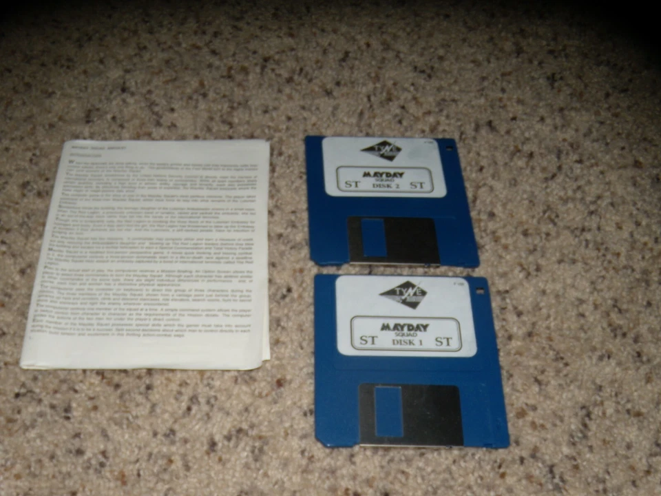 Mayday Squad Atari ST Program on 3.5" disks with pictured sheet - Image 1 of 1