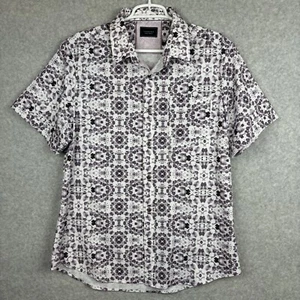 NEW 7 Diamonds Shirt Adult Large Purple Geometric Button Up 4 Way Stretch - Picture 1 of 6