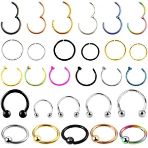 NASENPIERCING NASENRING PIERCING EDELSTAHL RING SEPTUM BCR HUFEISEN FAKE CLICKER - Bild 1 von 6