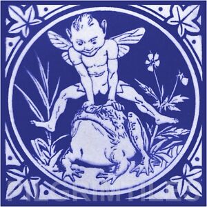 Minton Elfin Ceramic or Porcelain Tiles Fireplace Kitchen Bathroom ref 10 blue