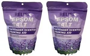 2 Packs Relief Epsom Salt Lavander Scented Soaking Aid 16 oz - Picture 1 of 3