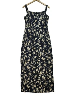 Винтажный Rampage женщин макси платье-футляр Sze 11 черный цветочный разрезы 90-х Y2K - Изображение 1 из 4