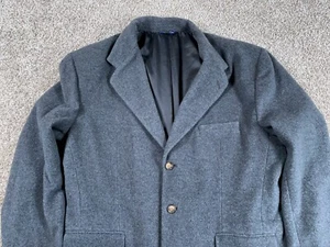 GAP Wool 3 Button Blazer Jacket Men's Large Dark Gray Suit Preppy Classic - Picture 1 of 15