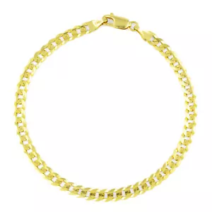 10K Yellow Gold Solid 5mm Concave Curb Cuban Chain Italian Link Mens Bracelet 8" - Picture 1 of 12