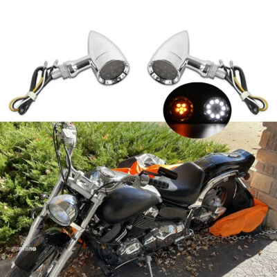 For Yamaha V Star 650 Chrome Bullet Motorcycle LED Turn Signals Blinker Lights - Image 1 of 4