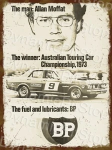 Allan Moffat BP Rustic Tin Metal Sign Man cave Garage Australian made - Picture 1 of 1