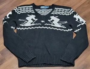 Polo Ralph Lauren Knit Sweater Men’s MEDIUM Cashmere Blend Christmas Skiing  - Picture 1 of 14