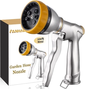 Garden Hose Nozzle Heavy Duty, 100% Metal Spray Nozzle High Pressure Water Hose - Picture 1 of 7