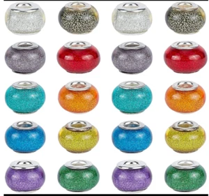 100-200 Stck. Harz Glänzend Glitzer Pulver Großloch Perlen Europäisches Armband Handwerk - Bild 1 von 67