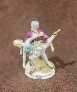 Pre Owned Porcelain French Ballerina Wearing Tutu With Partner Figurine  - Picture 1 of 5