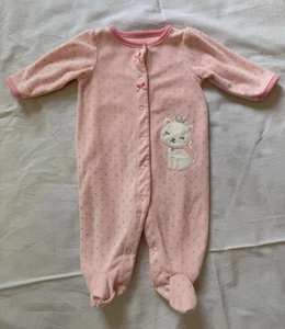 Pigiama Carter’s 0-3 mesi morbido carino pile gattino gatto rosa scintillante piedi dormiente - Foto 1 di 8