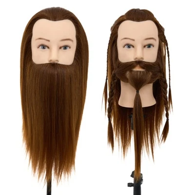 NEVERLAND BEAUTY & HEALTH 100% Real Human Hair Male Training Head Beard Hairdressing Barber Mannequin Doll