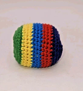 Hacky Sack vintage fatto a mano footbag gioco all'uncinetto anni 90 retrò ottime condizioni - Foto 1 di 7