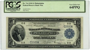FR.714 $1 1918 FRBN Philadelphia Very CH New 64PPQ PCGS Currency 950750-68 - Picture 1 of 3