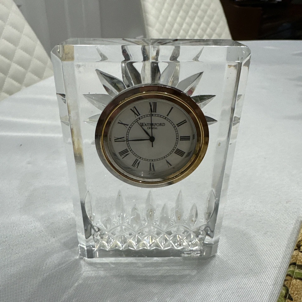 Waterford Crystal Lismore Small Clock, 4.5” High - New Battery - Working Ok - Image 1 of 4