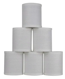 6 Pk Drum Chandelier Shade, Clip On, 4 inch Bottom Diameter, Off White - Picture 1 of 2