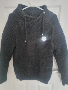 Leif Nelson Men's Knitted Pullover Sweater Black White Size Medium Stretchy - Picture 1 of 8