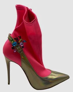 Christian Louboutin Women's Pink Crystal Ankle Boot Right Shoe Only Size 36 - Picture 1 of 10