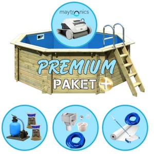 PREMIUMPLUS+ PAKET Holzpool KARIBU CLASSIC 2 - 4,70 x 1,20m Achteckbecken - Bild 1 von 9