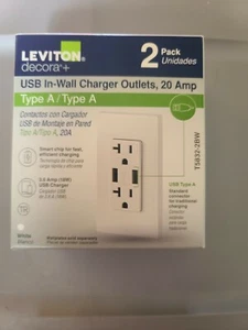 Leviton T5832-2BW USB In-Wall Charger Outlet - White - Picture 1 of 5